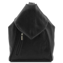 Rucsac dama din piele naturala Tuscany Leather, negru, Delhi