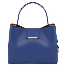 Geanta dama din piele saffiano albastru inchis, Tuscany Leather, Clio