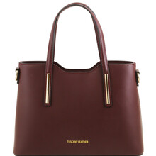 Olimpia Leather tote - Small size Bordeaux