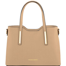 Geantă shopper din piele Olimpia - Mărime mică, Taupe deschis