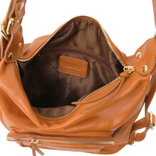 Rucsac dama si geanta de umar 2in1 Tuscany Leather din piele coniac
