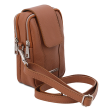 Geanta telefon Tuscany Leather din piele naturala coniac