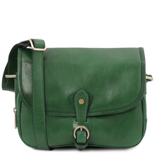 Geantă damă din piele naturală verde, Tuscany Leather, Alessia