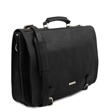 Geanta messenger barbati din piele naturala Tuscany Leather, neagra, Ancona