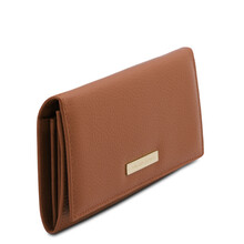 Portofel dama din piele naturala coniac, Tuscany Leather, Nefti