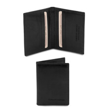 Portcard din piele naturala neagra, Tuscany Leather, Exclusive