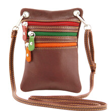 Geanta mica din piele naturala Tuscany Leather, maro, MinicrosS