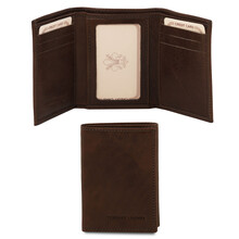 Portofel din piele naturala Tuscany Leather, maro inchis