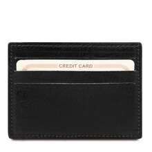 Suport carti de vizita din piele Tuscany Leather, negru