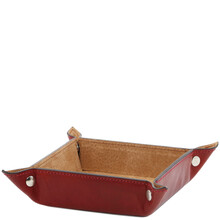 Suport accesorii din piele naturala rosie, Tuscany Leather