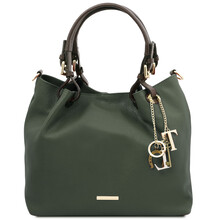Geanta dama, din piele verde inchis, Tuscany Leather, TL KeyLuckS