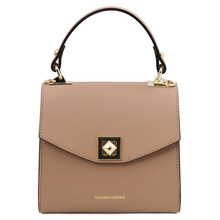 Geanta dama din piele sampanie, Tuscany Leather, mica