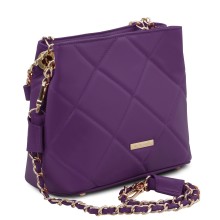 Geanta dama din piele matlasata violet, Tuscany Leather