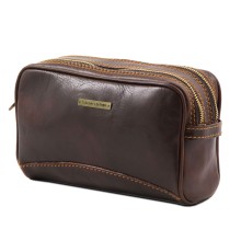 Geanta cosmetice din piele maro natural, Tuscany Leather, Igor
