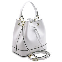 Geanta dama din piele naturala alba, Tuscany Leather, Minerva