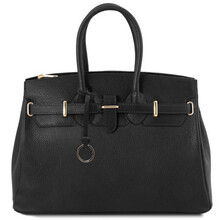 Geanta dama din piele naturala Tuscany Leather, neagra, TL Bag