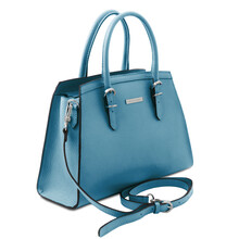 Geanta dama piele albastru azur, Tuscany Leather, TL Bag
