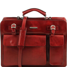 Servieta din piele naturala Tuscany Leather, rosie, Venezia