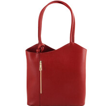 Geanta convertibila in rucsac Tuscany Leather din piele rosie Patty