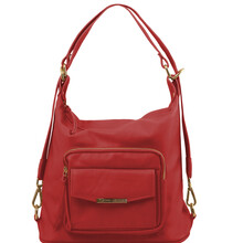 Rucsac dama si geanta de umar 2in1 Tuscany Leather din piele rosie