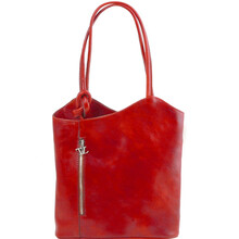 Geanta convertibila in rucsac Tuscany Leather din piele rosie Patty