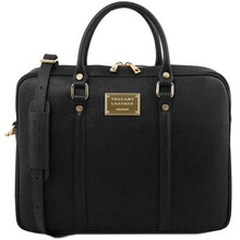 Geanta laptop dama eleganta Tuscany Leather, Prato, neagra