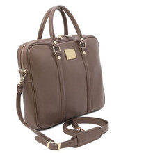 Geanta laptop dama eleganta Tuscany Leather, Prato, grej inchis