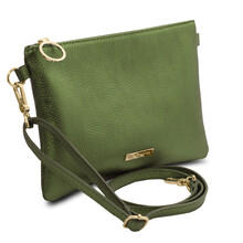 Plic damă din piele verde, Tuscany Leather, metalic