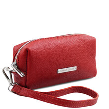 Portfard din piele naturala rosu aprins TL Bag Soft