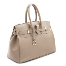Geanta dama din piele naturala grej deschis TL Bag