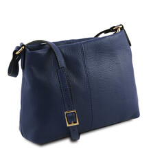 Geanta dama din piele naturala Tuscany Leather, albastru inchis