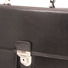Assisi Leather briefcase 3 compartments Black