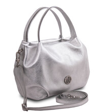 Nora Metallic soft leather handbag Silver
