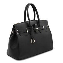 Geanta dama din piele naturala Tuscany Leather, neagra, TL Bag