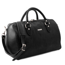 Geanta voiaj din piele naturala neagra, marime mica, Tuscany Leather, Lisbona