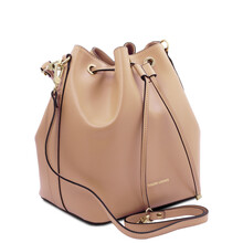 Geanta dama de mana Tuscany Leather din piele sampanie Vittoria