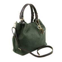 Geanta dama din piele printata verde inchis, Tuscany Leather, TL KeyLuck