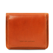 Portofel dama din piele naturala portocalie Tuscany Leather