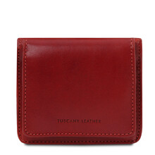 Portofel dama din piele naturala rosie Tuscany Leather