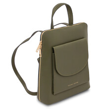Rucsacel dama piele naturala verde inchis, TL Small