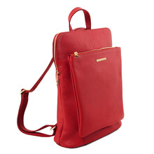 Rucsac dama din piele naturala Tuscany Leather, rosu aprins