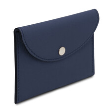 Portcard elegant din piele naturala albastru inchis TL