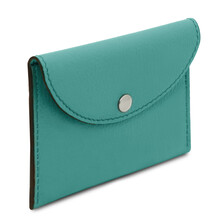 Portcard elegant din piele naturala turcoaz TL