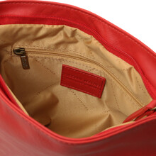 Geanta piele naturala dama Tuscany Leather, rosie cu ciucure TL Bag