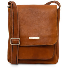 Jimmy Leather crossbody bag for men with front pocket Natural