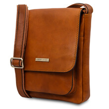 Jimmy Leather crossbody bag for men with front pocket Natural