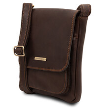 Geanta crossbody Tuscany Leather din piele naturala maro inchis Jimmy