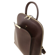 TL Bag Saffiano leather backpack for women Coffee