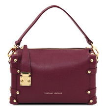 Praline Leather handbag Bordeaux