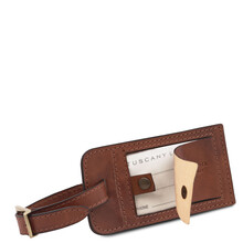 Matte leather luggage tag Brown